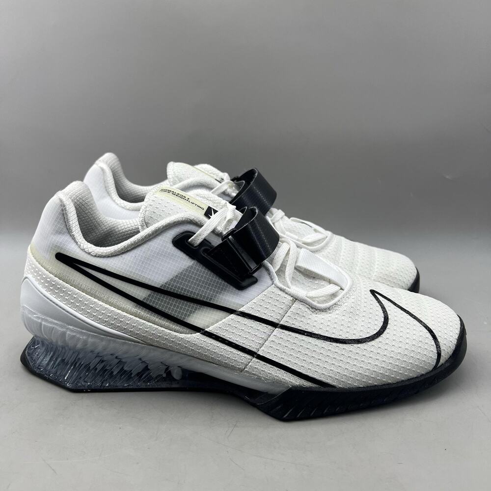 Nike Romaleos 4 Weightlifting Shoes Men Size 11 White Strap Gym Training Sneaker